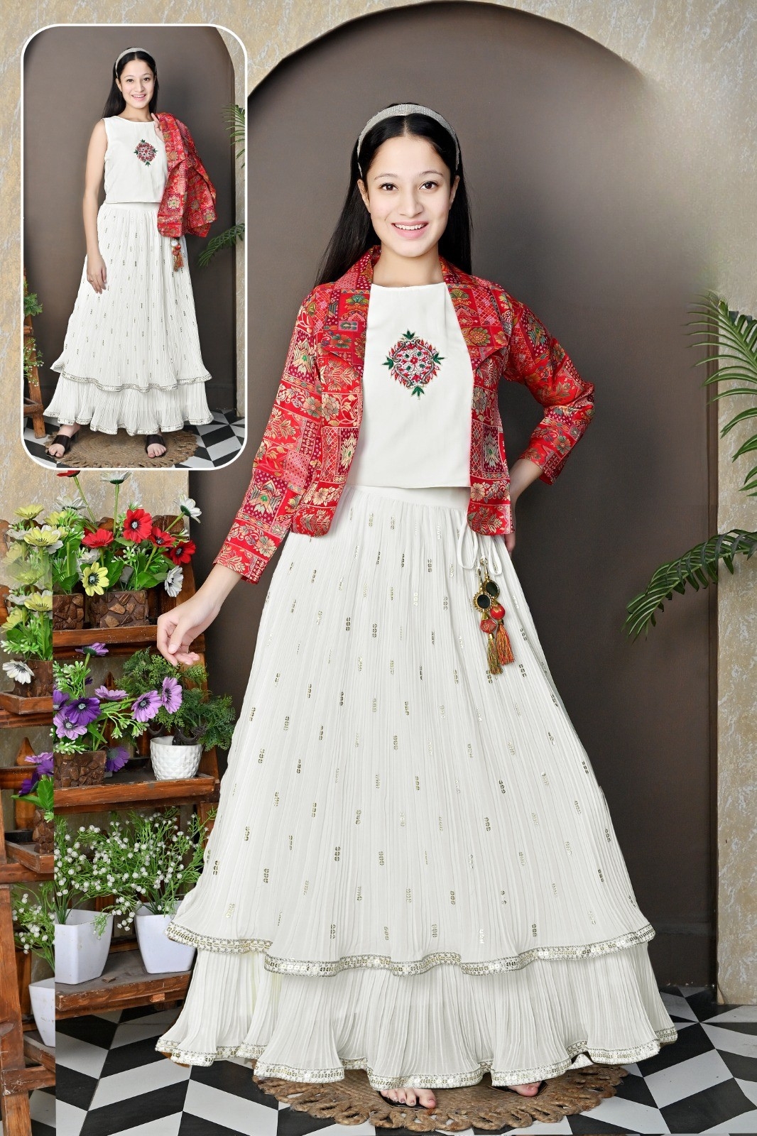 Ivory Grace Festive Lehenga Set for Girls