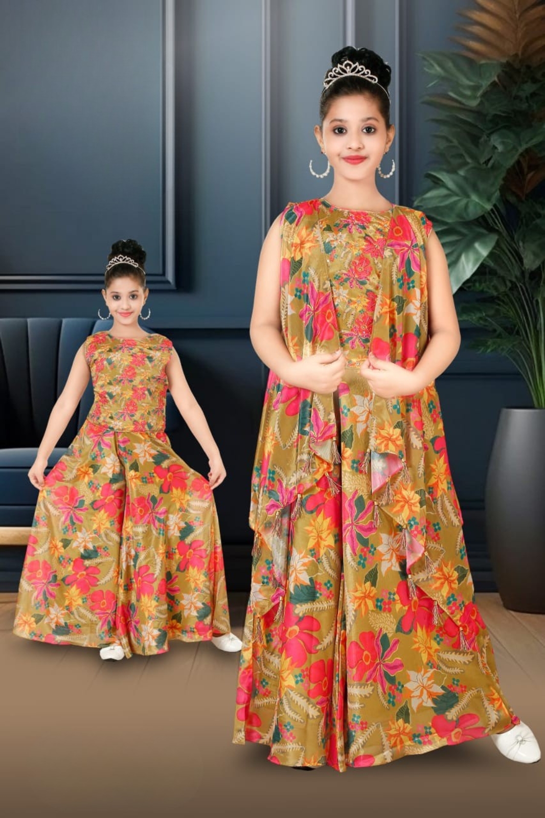 Tropical Bloom Cape Co-ord Set for Girls